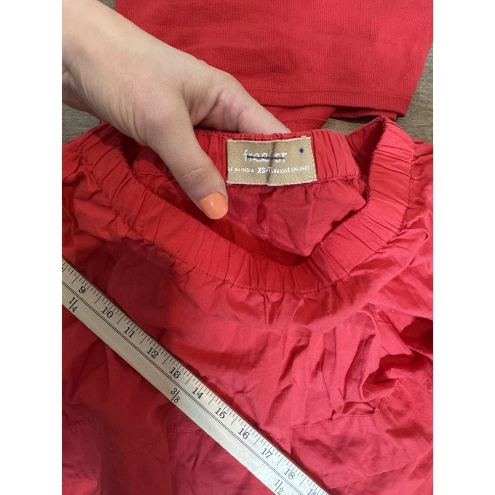 Free People Set Womens XS Red Tank Top Skirt Elastic Waist Lounge‎ Summer Outfit